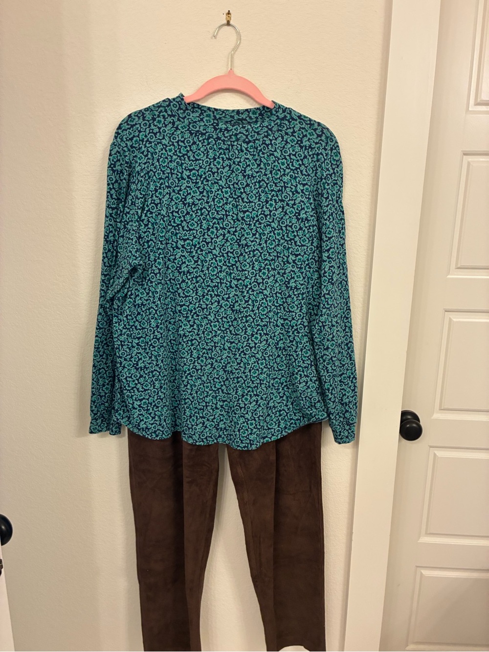 Lands’ End Teal Floral Gathered Mock Neck Top – Women’s Plus 1X NWoT - Picture 10 of 11